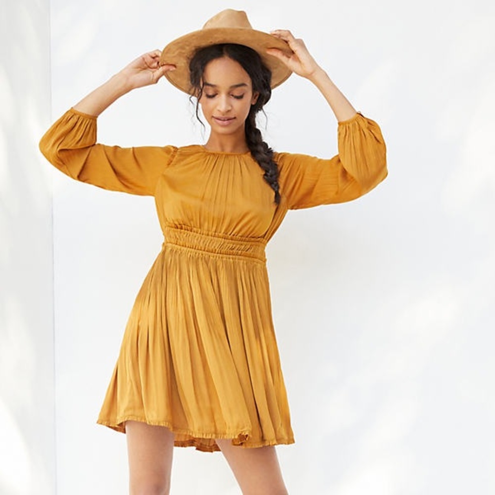 maeve saniya mini dress gold